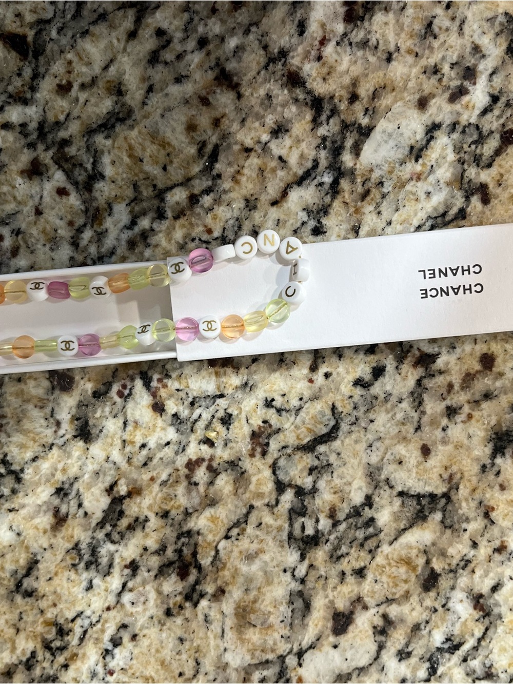 CHANEL Pastel Beaded Logo Bracelet - Pink, Green, Yellow